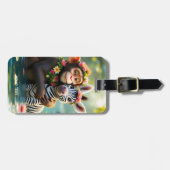 Fantasy Schattige Monkey Zebra Hug Bagagelabel (Voorkant horizontaal)