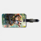 Fantasy Schattige Monkey Zebra Hug Bagagelabel (Achterkant horizontaal)