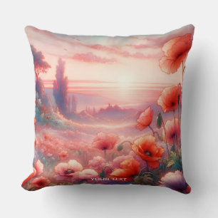 Fantasy Schattige Mooie Roze Poppies Kussen