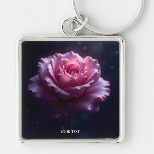 Fantasy Schattige mooie roze roos Sleutelhanger (Voorkant)