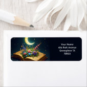 Fantasy Schattige Moon Book Flowers Etiket (Insitu)