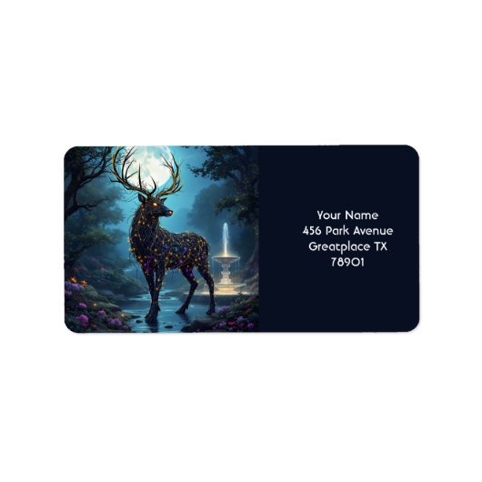 Fantasy Schattige Moon Deer Night Etiket (Voorkant)