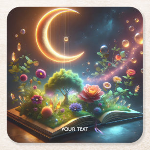 Fantasy Schattige Moon Garden Boek Kartonnen Onderzetters