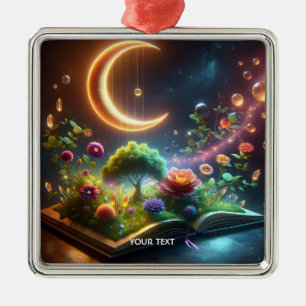 Fantasy Schattige Moon Garden Boek Metalen Ornament