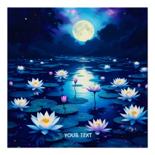 Fantasy Schattige Moon Lily Pond Perfect Poster