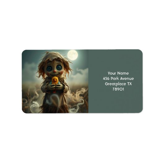 Fantasy Schattige Moon Scarecrow Halloween Etiket (Voorkant)