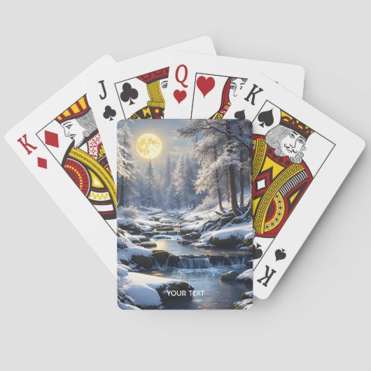 Fantasy Schattige Moon Winter Forest Pokerkaarten (Achterkant)