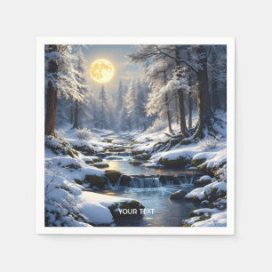 Fantasy Schattige Moon Winter Forest Servet