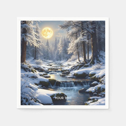 Fantasy Schattige Moon Winter Forest Servet (Voorkant)