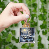 Fantasy Schattige Moon Winter Forest Sleutelhanger (Hand)