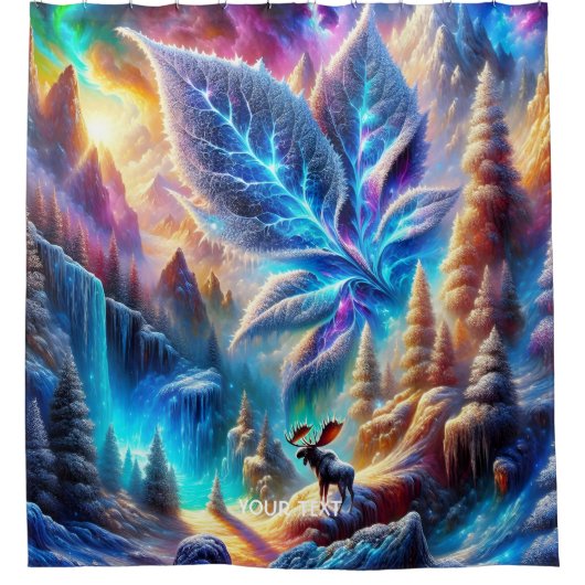 Fantasy Schattige Moose Leaf Kleuren Douchegordijn (Voorkant)