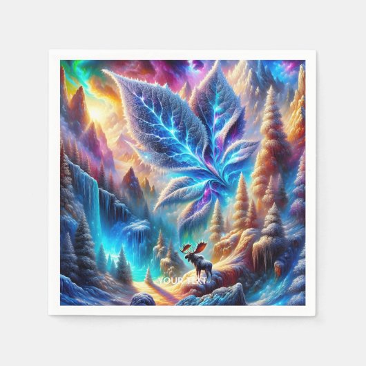 Fantasy Schattige Moose Leaf Kleuren Servet (Voorkant)