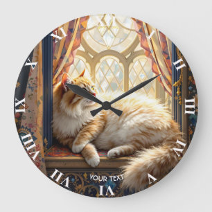 Fantasy Schattige Morning Window Cat Grote Klok