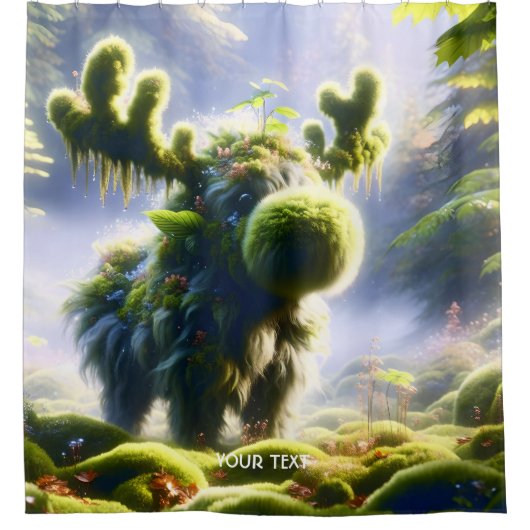 Fantasy Schattige Moss Moose Forest Douchegordijn (Voorkant)