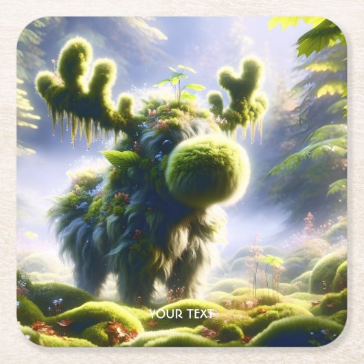 Fantasy Schattige Moss Moose Forest Kartonnen Onderzetters (Voorkant)