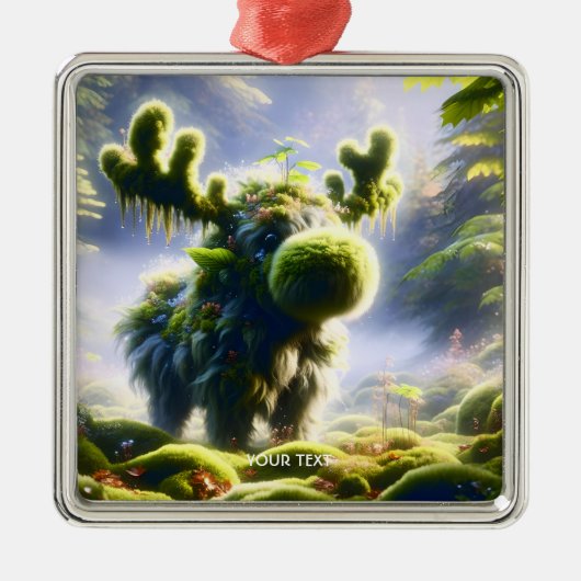 Fantasy Schattige Moss Moose Forest Metalen Ornament (Voorkant)