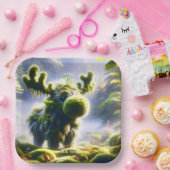 Fantasy Schattige Moss Moose Forest Papieren Bordje (Feest)