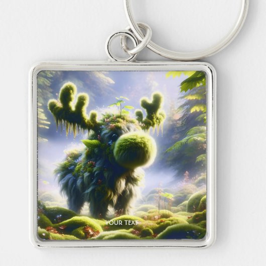 Fantasy Schattige Moss Moose Forest Sleutelhanger (Voorkant)