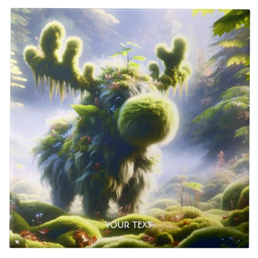 Fantasy Schattige Moss Moose Forest Tegeltje (Voorkant)