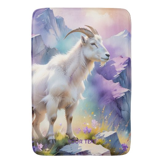Fantasy Schattige Mountain Goat Meadow Badmat (Voorkant Verticaal)