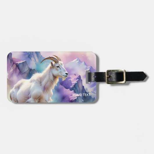 Fantasy Schattige Mountain Goat Meadow Bagagelabel (Voorkant horizontaal)