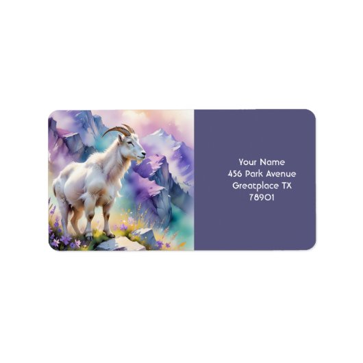 Fantasy Schattige Mountain Goat Meadow Etiket (Voorkant)