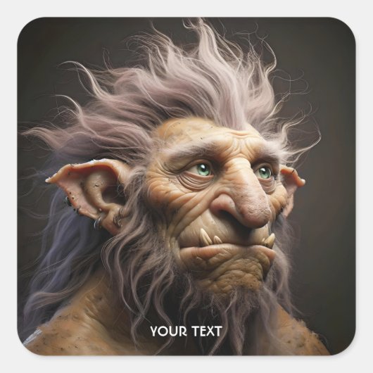 Fantasy Schattige Mountain Mythical Creature Vierkante Sticker (Voorkant)