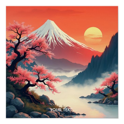 Fantasy Schattige Mountain Sun Sakura Perfect Poster (Voorkant)