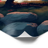 Fantasy Schattige Mountain Sun Sakura Perfect Poster (Hoek)