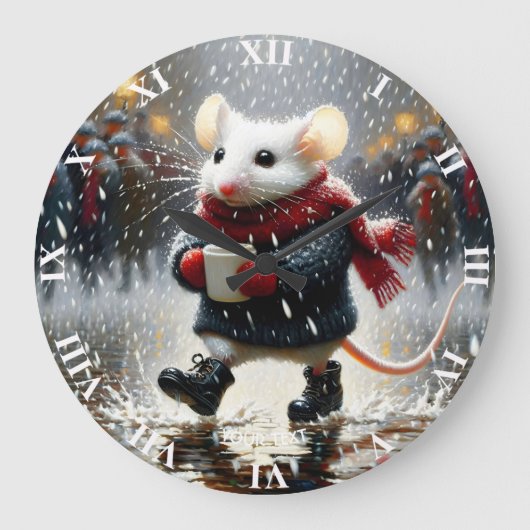 Fantasy Schattige Mouse Coffee Coat Grote Klok (Voorkant)