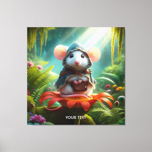 Fantasy Schattige Mouse Flower Pet Canvas Afdruk (Voorkant)