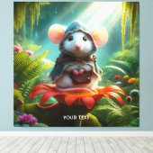 Fantasy Schattige Mouse Flower Pet Canvas Afdruk (Insitu (Houten vloer))