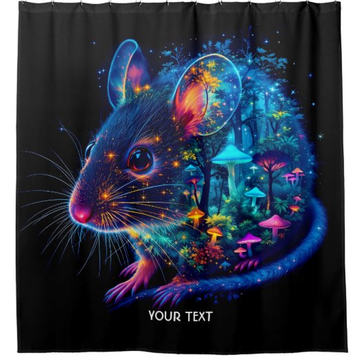 Fantasy Schattige Mouse Mushrooms Forest Douchegordijn (Voorkant)