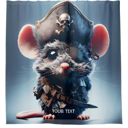 Fantasy Schattige Mouse Pirate Pet Douchegordijn (Voorkant)