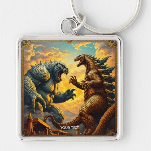 Fantasy Schattige Mozaïek Fierce Battle Sleutelhanger (Voorkant)