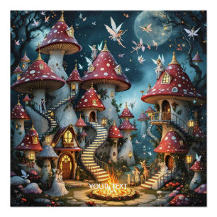 Fantasy Schattige Mushroom Forest Realm Perfect Poster