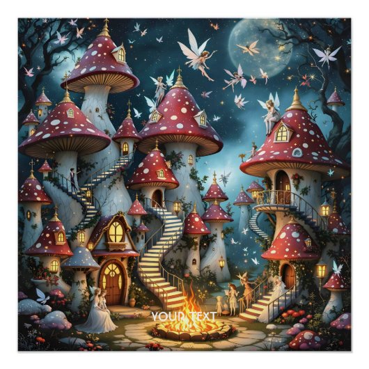 Fantasy Schattige Mushroom Forest Realm Perfect Poster (Voorkant)