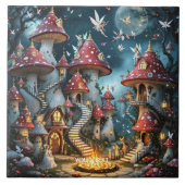 Fantasy Schattige Mushroom Forest Realm Tegeltje (Voorkant)