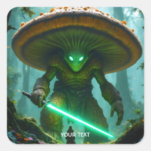 Fantasy Schattige Mushroom Sabre Forest Vierkante Sticker