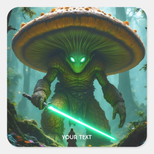 Fantasy Schattige Mushroom Sabre Forest Vierkante Sticker (Voorkant)