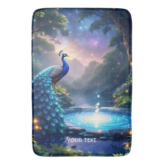 Fantasy Schattige Night Puddle Peacock Badmat (Voorkant Verticaal)