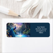 Fantasy Schattige Night Puddle Peacock Etiket (Insitu)