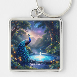 Fantasy Schattige Night Puddle Peacock Sleutelhanger