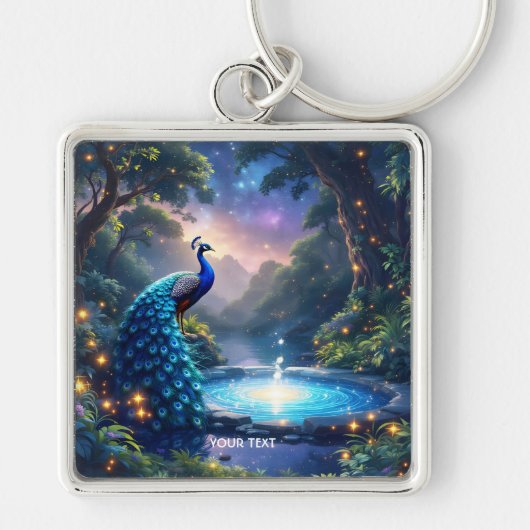 Fantasy Schattige Night Puddle Peacock Sleutelhanger (Voorkant)