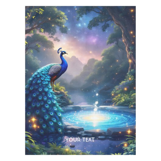 Fantasy Schattige Night Puddle Peacock Tafelkleed (Voorkant)