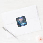 Fantasy Schattige Night Puddle Peacock Vierkante Sticker (Envelop)