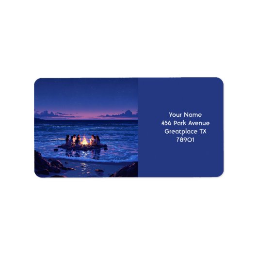 Fantasy Schattige Night Zee Bonfire Etiket (Voorkant)