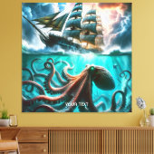 Fantasy Schattige Octopus zeilschip Canvas Afdruk (Insitu (Woonkamer))