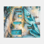 Fantasy Schattige Old Blue House Fleece Deken (Voorkant (Horizontaal))