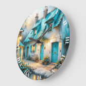 Fantasy Schattige Old Blue House Grote Klok (Hoek)